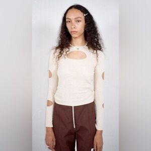 Sandy Liang Nellie Top in Oatmeal